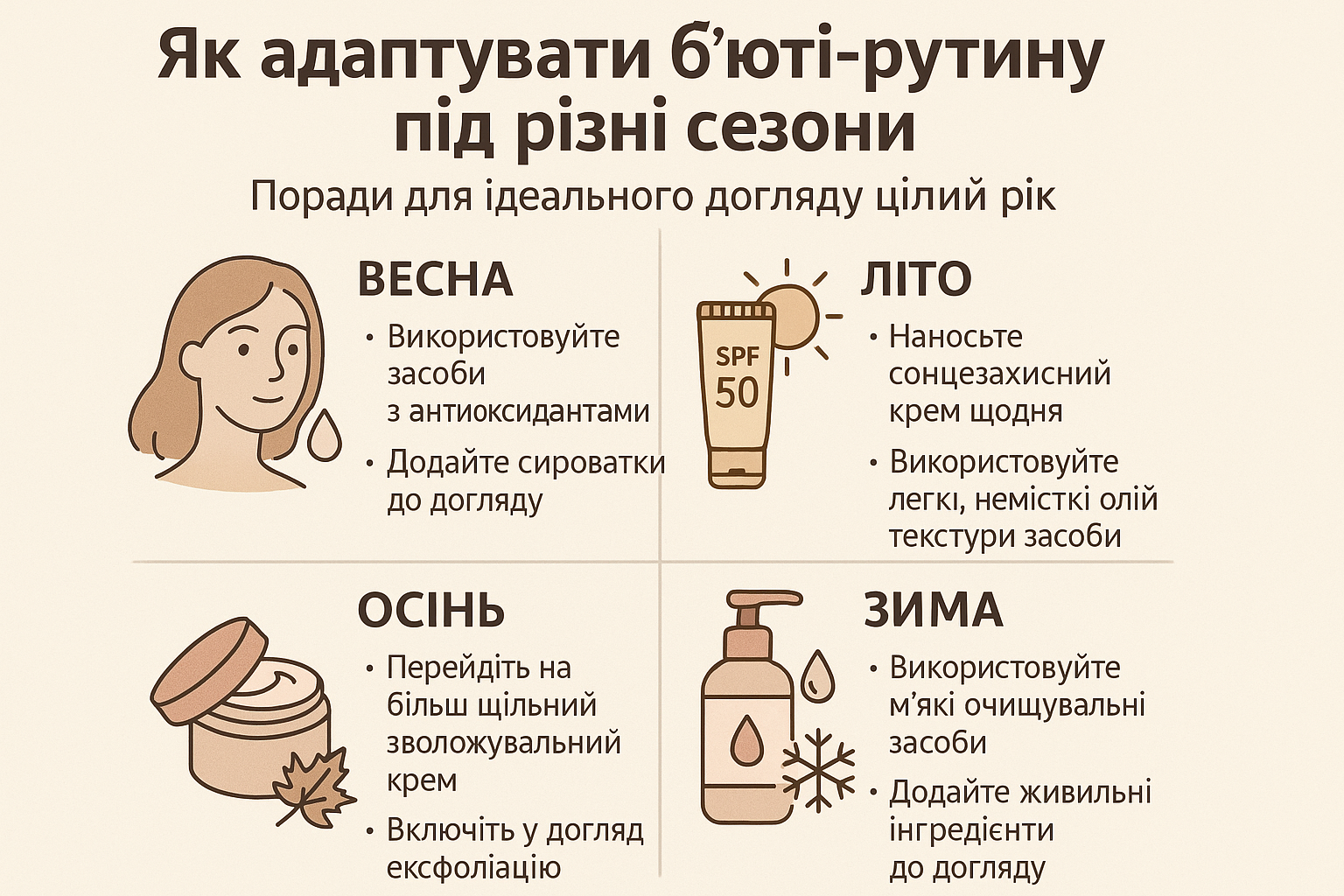 Як адаптувати б'юті-рутину під різні сезони: поради для ідеального догляду цілий рік