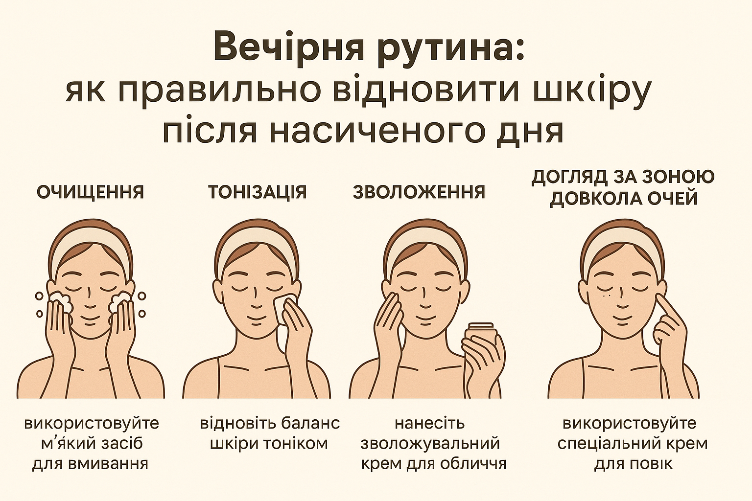 Вечірня рутина: як правильно відновити шкіру після насиченого дня