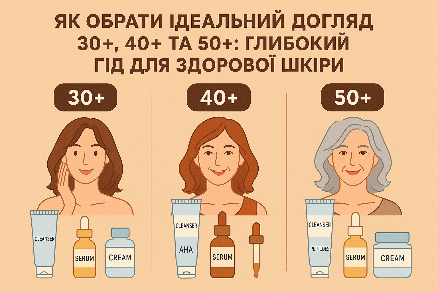 Як обрати ідеальний догляд у 30+, 40+ та 50+: глибокий гід для здорової шкіри