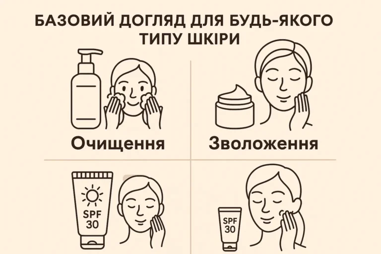 базовий догляд для шкіри: очищення, зволоження, захист для будь-якого типу